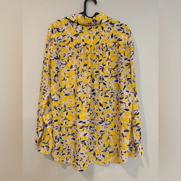 Ann Taylor Women's Lemon Blossom Camp Shirt Pale Petal L - Picture 3 of 6